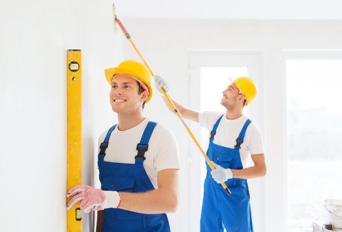 professional construction workers during work